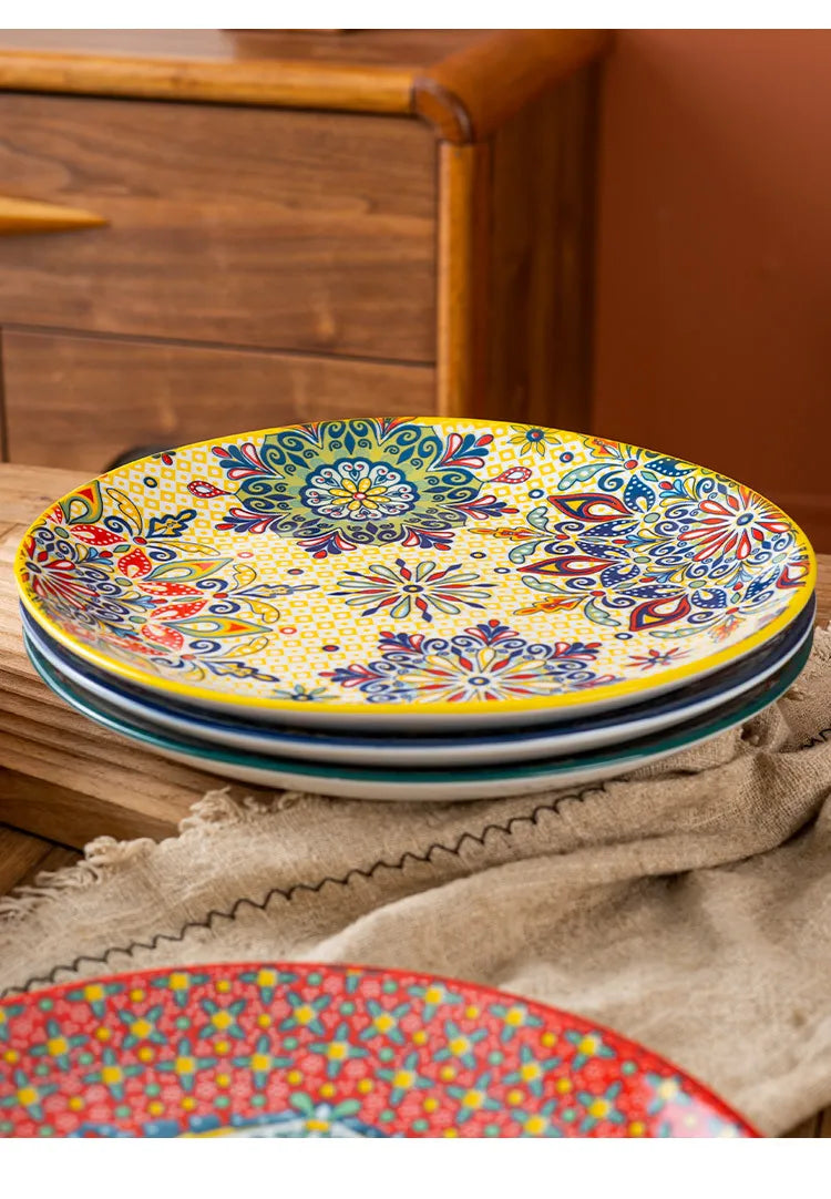 Bohemian Ceramic Plate Home Western Cuisine Plate Creative Cuisine Plate Restaurant
