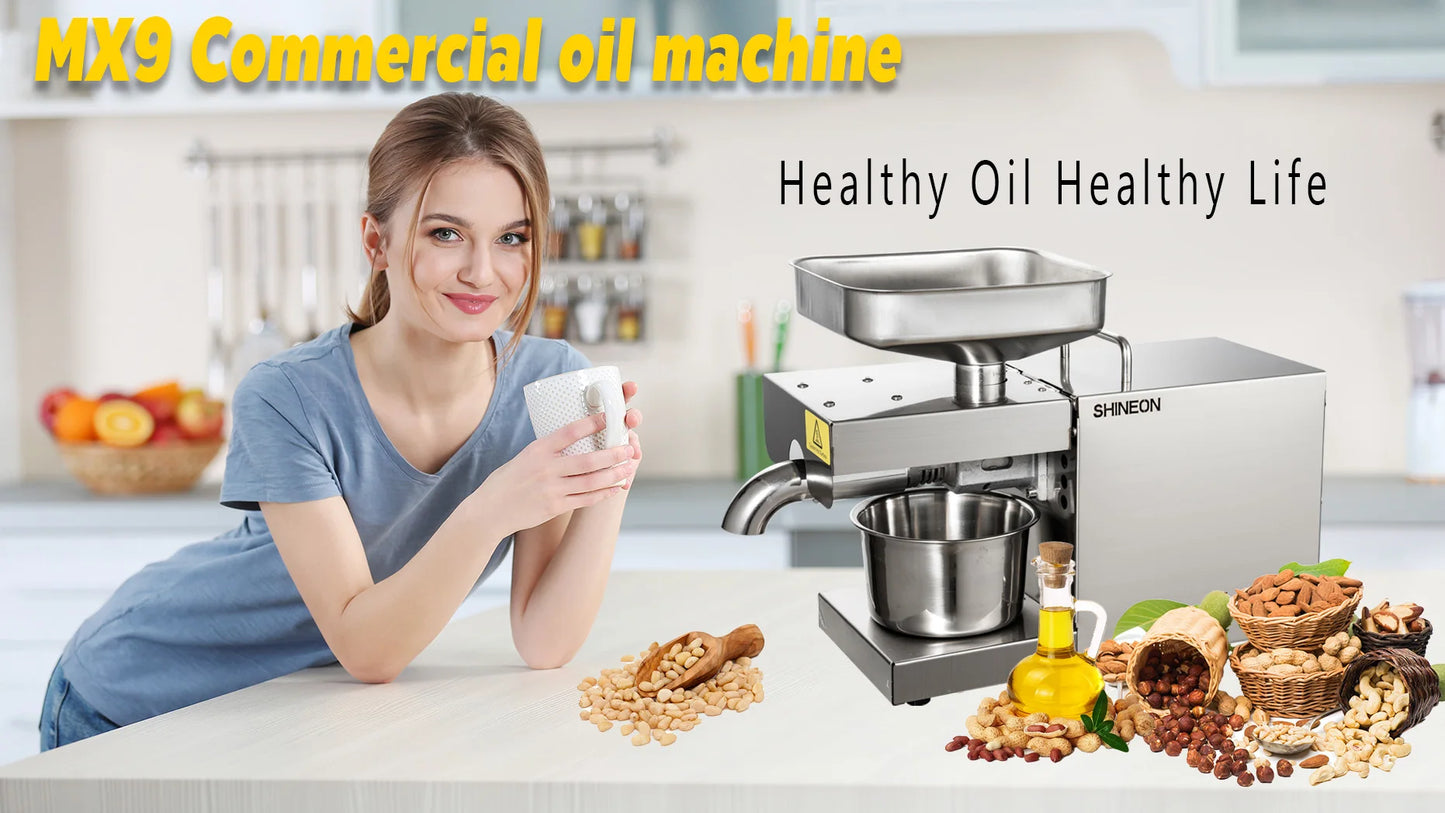SUSWEETLIFE M9 new stainless steel oil press household commercial small full automatic hot and cold domestic oil press low noise
