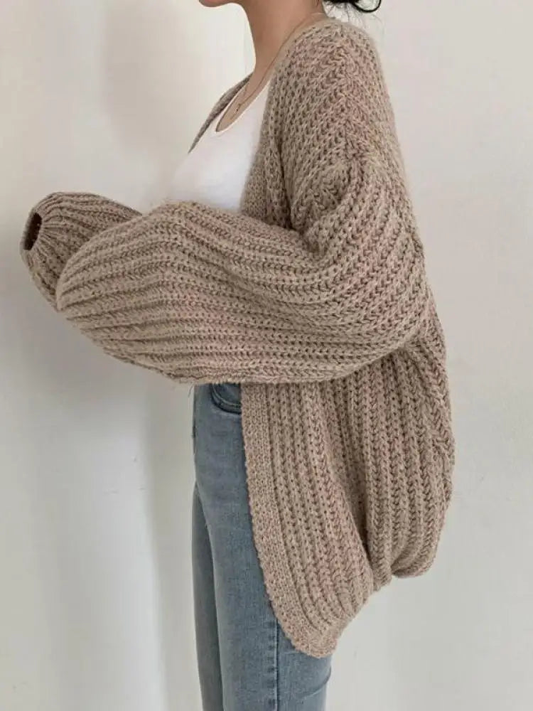 2026 Vintage Harajuku Lantern Sleeve Women Cardigan Sweater Casual Korean Fall Streetwear Tops Coat Chic Lazy Wind Y2k Sweater