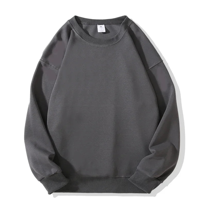 Daily Casual Sweatshirts for Men Fashion Solid Pullover Streetwear Black White O-Neck Hoodies