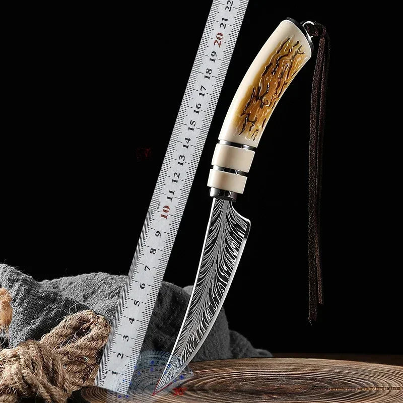 1PC Boning knife with sharp curved blade for gift box Kitchen High hardness forging Damascus texture knife Sharp fruit knife