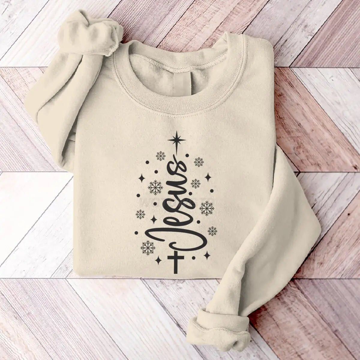 Jesus Christmas Tree Men Women Sweatshirt Christian Christmas Cross Graphic Men's Women's Sweater Festive Holiday Casual Sweater