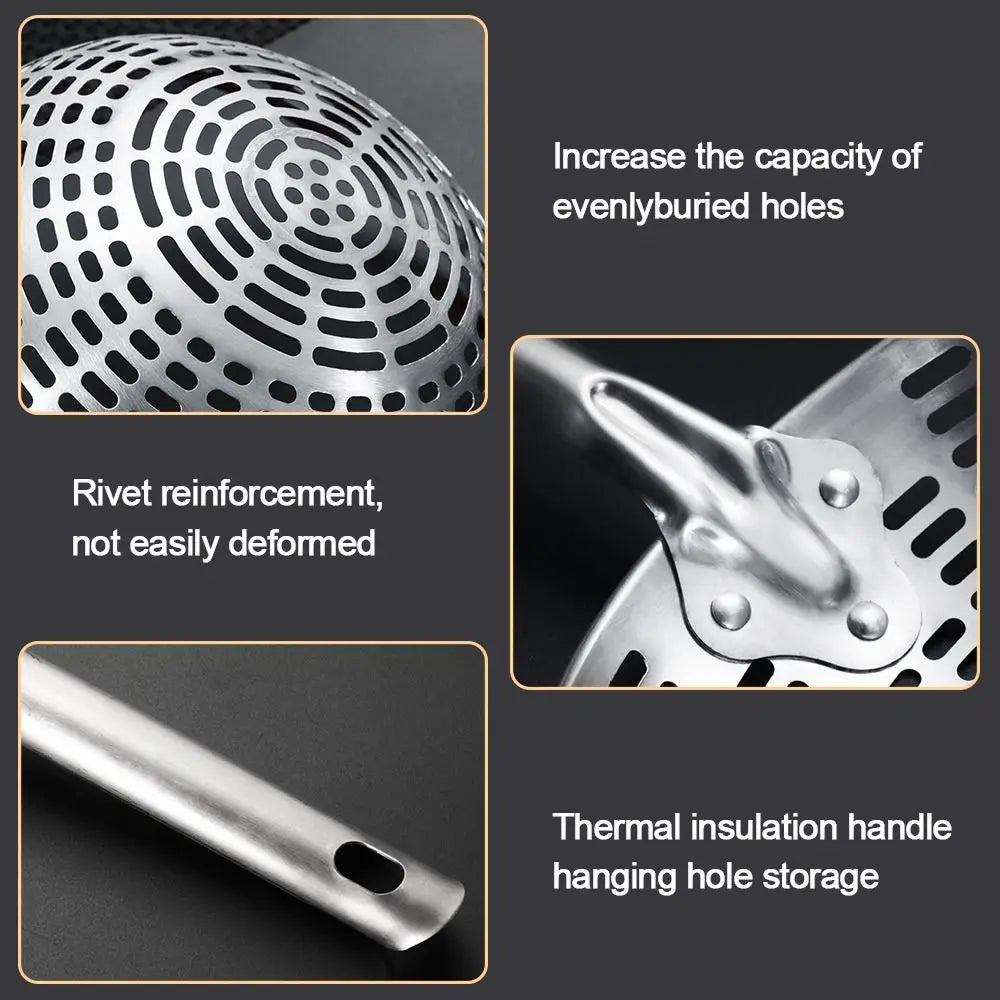 Stainless Steel Colander Long Handle Oil Frying Kitchen Fried Food Net Sieve Tool Spoon Leaky Spoon Household Cooking Tool