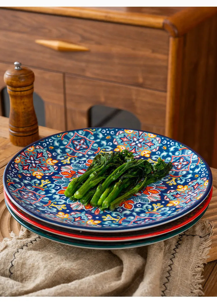 Bohemian Ceramic Plate Home Western Cuisine Plate Creative Cuisine Plate Restaurant