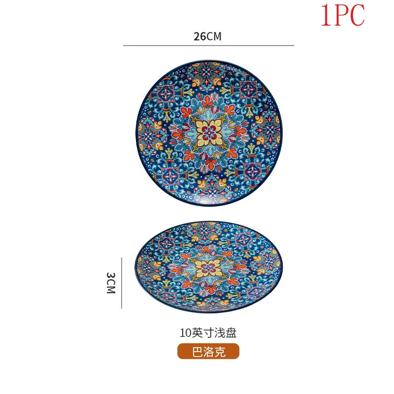 Bohemian Ceramic Plate Home Western Cuisine Plate Creative Cuisine Plate Restaurant