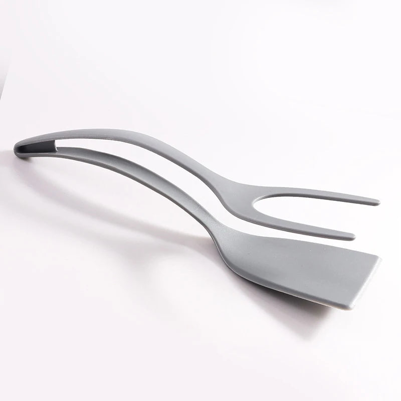 2 in 1 Nylon Grip Flip Tongs with Egg Spatula And Steak Turner Clamp Fish French Special Kitchen Utensils Cooking Tool CFQJ004