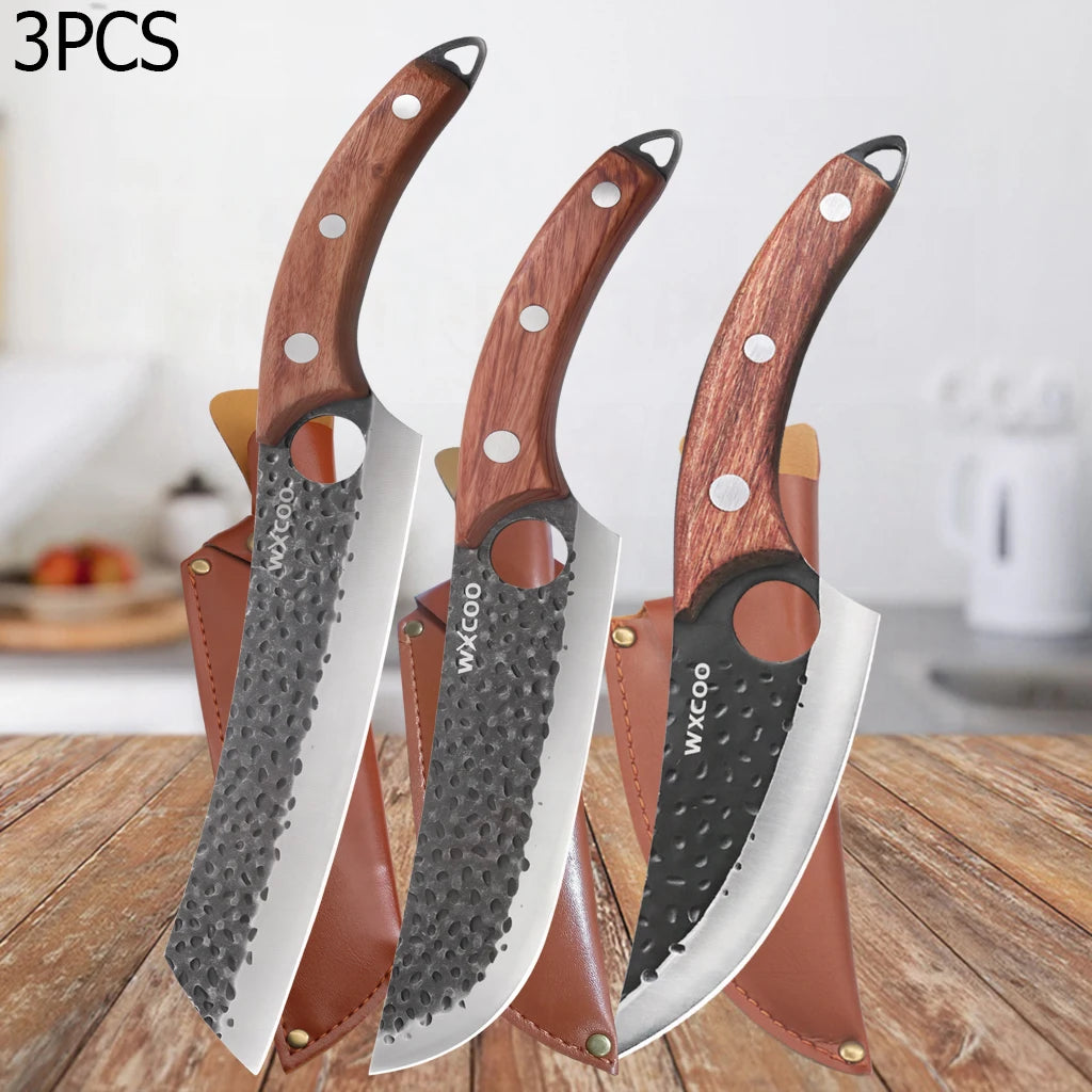 WXCOO Kitchen Knife Hand-Forged Boning Knife for Fish Meat Cutting Stainless Steel Barbecue Knife Houshold Cooking Accessories