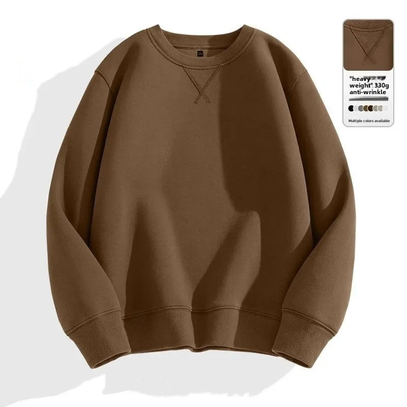 Unisex round Neck Sweatshirt Pure Color American Sle Spring Autumn Casual Jacket Loose Fit Cotton Polyester Easy Care