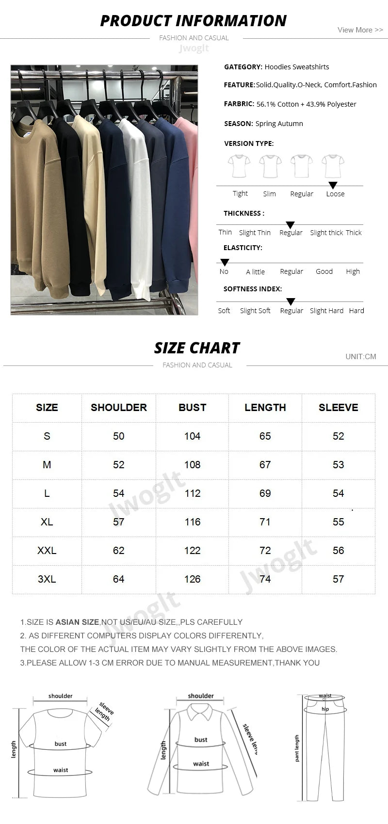 Daily Casual Sweatshirts for Men Fashion Solid Pullover Streetwear Black White O-Neck Hoodies