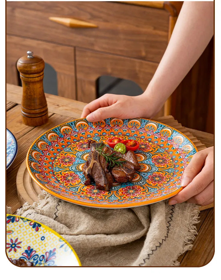 Bohemian Ceramic Plate Home Western Cuisine Plate Creative Cuisine Plate Restaurant
