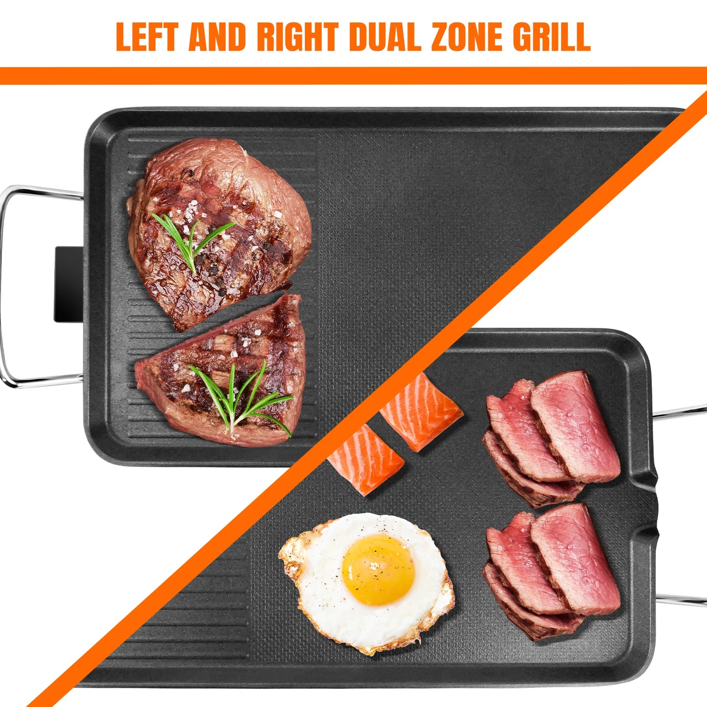 BRIEFNESS Electric Smokeless Table Grill, Hot Non-Stick BBQ Griddle for Kitchen, Party, Camping, Dinner, Festival Cooking
