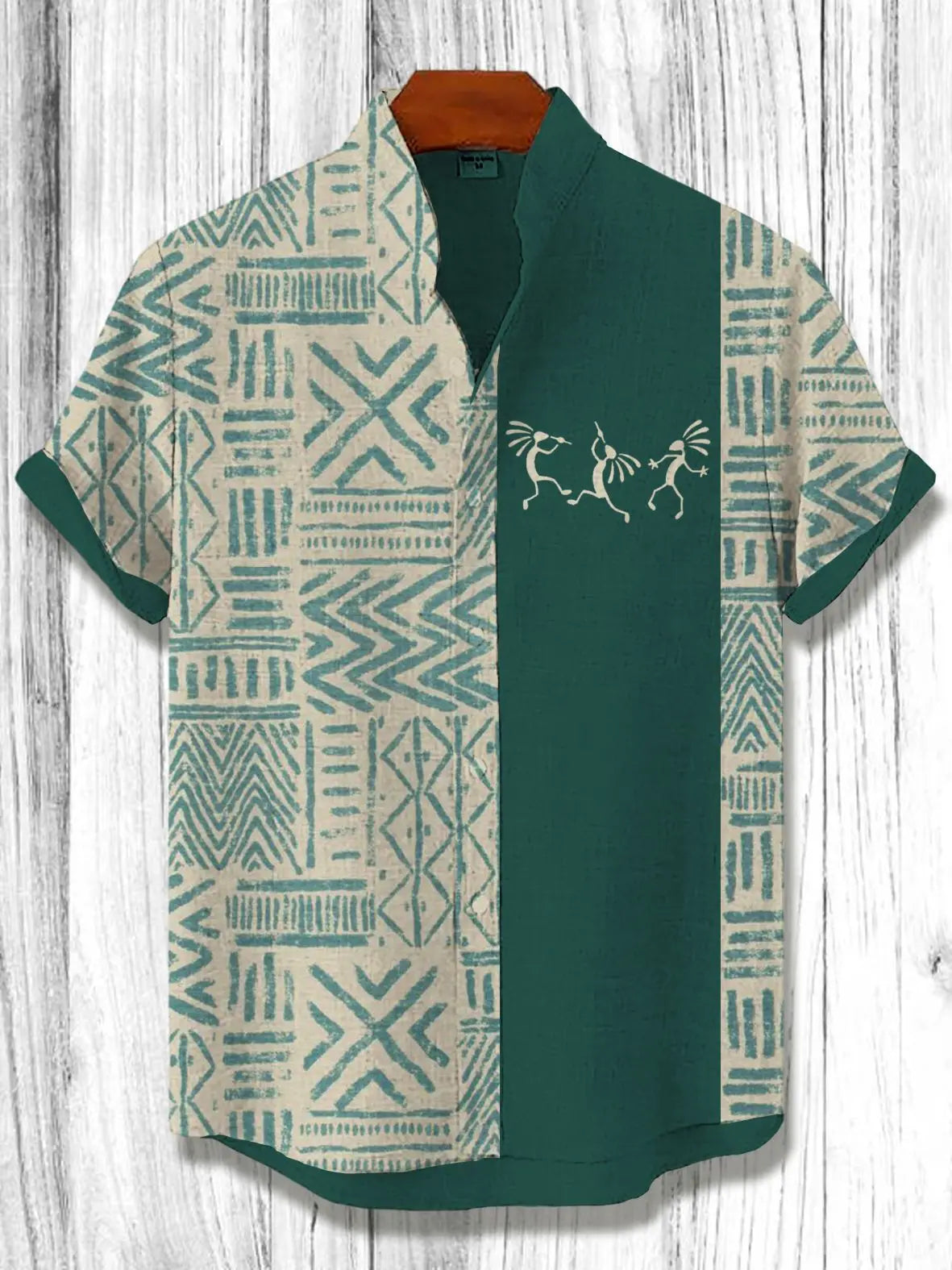 2025 Vintage African Style Men's Retro Ethnic Tribal Short Sleeve Shirt Tops Fashion Casual Vacation Streetwear Men's Shirt