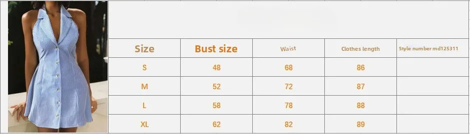 Halter Strap Bow A-shaped Beach Skirt Single-row Button-printed Suspender Dress Summer Dress Mini Dress for Women