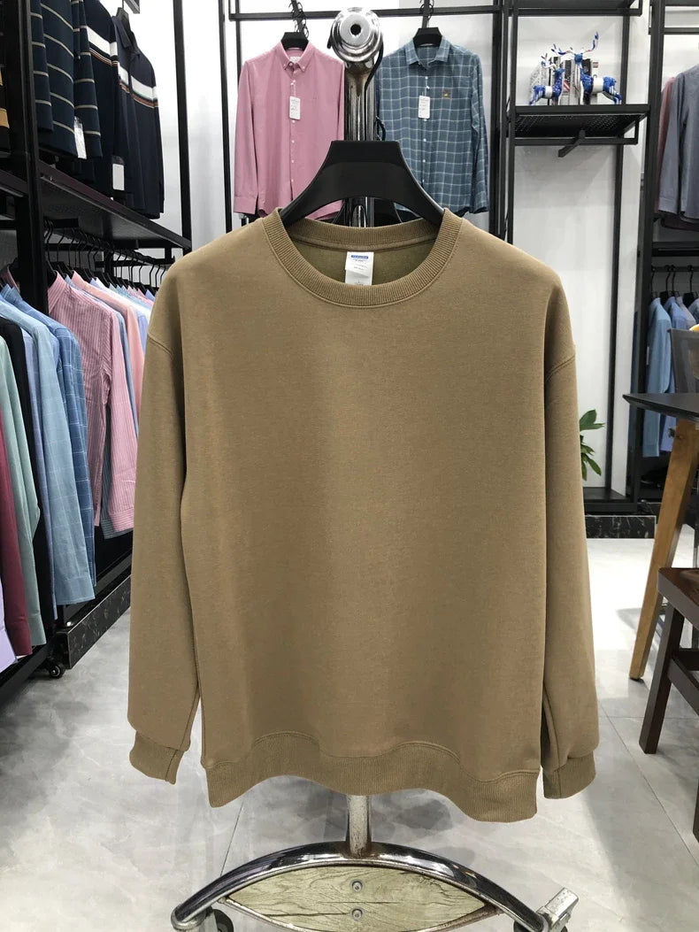 Daily Casual Sweatshirts for Men Fashion Solid Pullover Streetwear Black White O-Neck Hoodies