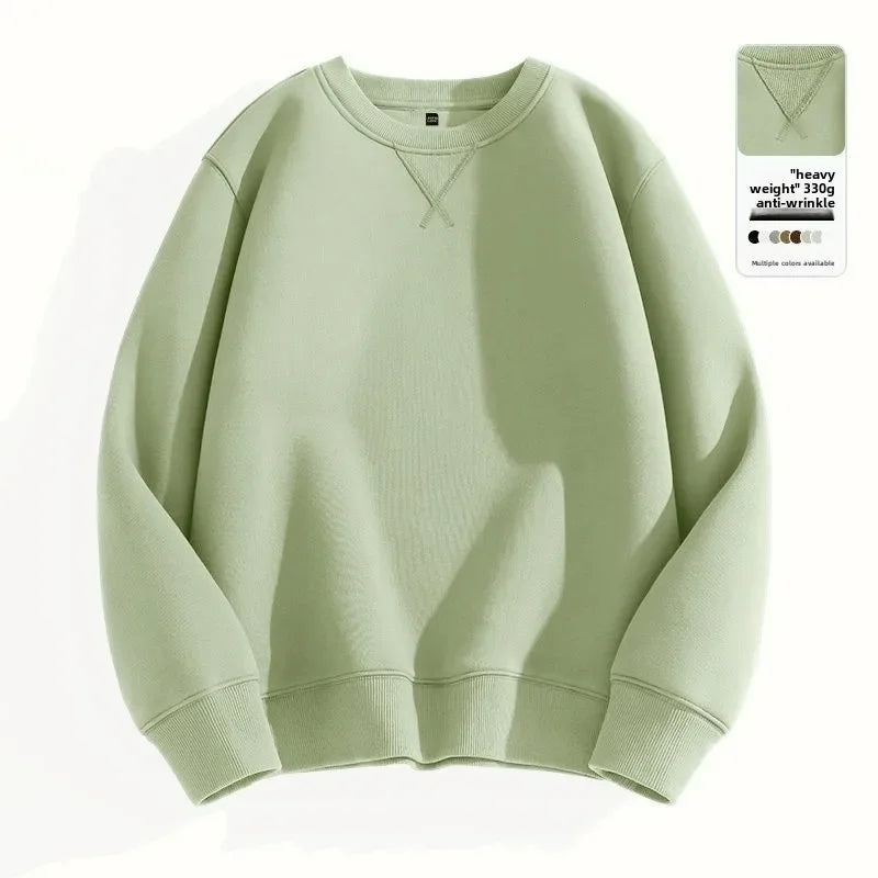 Unisex round Neck Sweatshirt Pure Color American Sle Spring Autumn Casual Jacket Loose Fit Cotton Polyester Easy Care